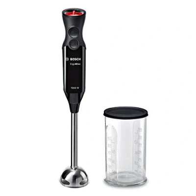Obrázek Bosch Tyčový mixér ErgoMixx MS6CB6110, nerezová mixovací noha, a odměrka, nůž se 4 čepelemi, lehký kryt, 12 stupňů plus turbo stupeň, snadné čištění, 1000 W, černý/antracit
