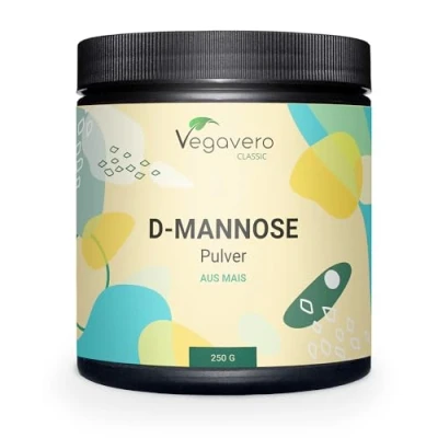 Obrázek D mannose prášek 250 g Vegavero ® ponechán čistě rostlinný a přírodní laboratorně testován bez GMO s dávkovací lžící optimální rozpustnost veganský