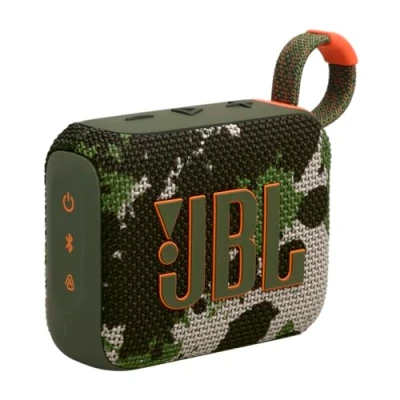 Obrázek JBL Go 4 v maskáčovém provedení přenosný Bluetooth reproduktor s reproduktorem Pro Sound, hlubokými basy a funkcí Playtime Boost vodotěsný odolný proti prachu doba provozu 7 h