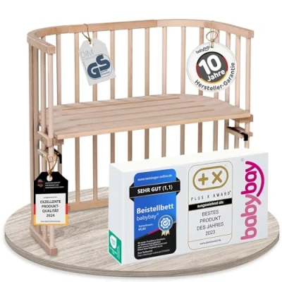 Obrázek babybay Originální servírovací postel z masivního bukového dřeva, kompaktní a proměnlivý/dětská postel, výška plynule nastavitelná šetrná k životnímu prostředí / dětská postýlka rostoucí (přírodní