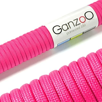 Obrázek Ganzoo Paracord 550 lano magenta 4 mm šňůra typ 3, nylon &amp; polyester, ideální pro kutilství vodítka psy obojek náramek/Camping Survival a Outdoor 15 metrů univerzální 7 vnitřních pramenů