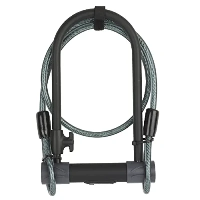 Obrázek Yale High Security Bügelschloß mit Sicherheitskabel YUL2C/13/230/1 230 mm Ultra gehärteter Bügel und Cross Bar hohem Widerstand 4 Schlüssel (1x Licht) Incl. Fahrradhalterung