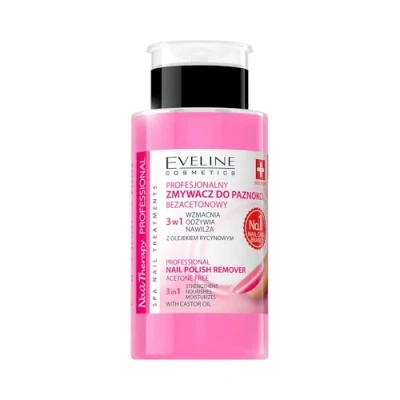 Obrázek Eveline Cosmetics Nail Therapy Professional 3 v 1 odstraňovač laku na nehty s vitamínem A, E, F a arganovým olejem 190 ml