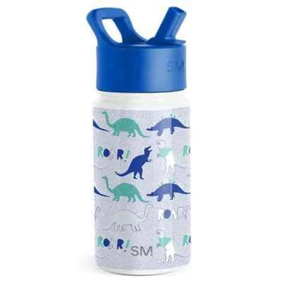Obrázek Simple Modern dětská láhev na pití s brčkem Sport izolovaná z ušlechtilé oceli pro malé děti, chlapce a dívky Summit 415 ml Dinosaur Roar
