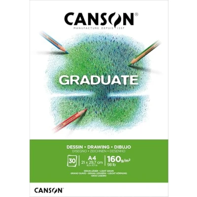 Obrázek Canson Graduate C400110365 Zeichenpapier Zeichenblock, DIN A4, 30 Blatt, 160 g/m² Weiß