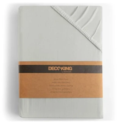 Obrázek DecoKing napínací prostěradlo 180 x 200 cm 100 % česaná bavlna stříbro prostěradla Jersey Boxspring postel Amber