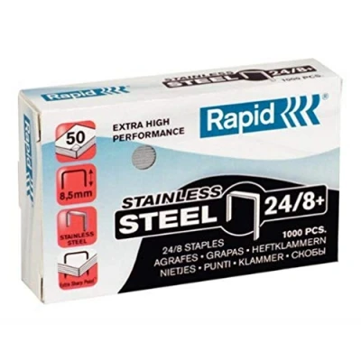 Obrázek Rapid 24858300 sponek 24/8 mm Super Strong, nerezové, 1000 kusů