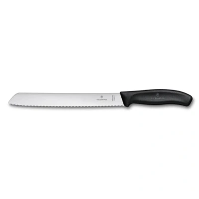 Obrázek Victorinox, Swiss Classic, profesionální nůž na chléb, extra ostrá čepel, vlnitý brus, 21 cm, robustní plastová rukojeť, nerezová ocel, černý
