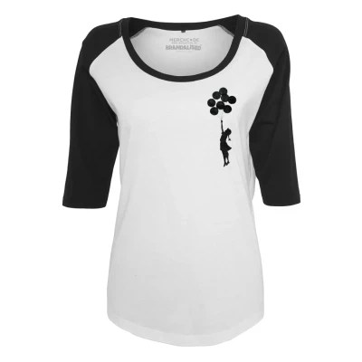 Obrázek Merchcode Ladies Banksy Top s dlouhým rukávem, Ženy, Velikost: Large, White/black