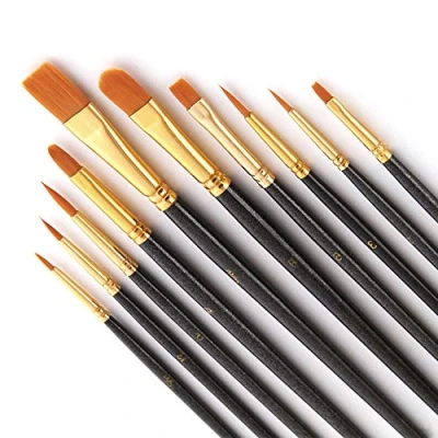 Obrázek Bougimal Sada 10 kusů štětců, Nylon akrylové barvy štětec pro akvarelové olejomalby, malířské olejové Brush Set začátečníky, děti, umělce