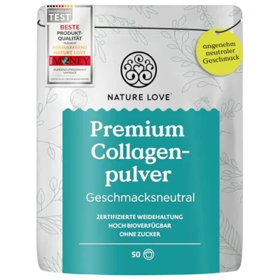 Obrázek NATURE LOVE® Prémiový kolagenový prášek 500 g kolagenu peptidy typu 1 a 3 od skotu z pastvin chuťově neutrální bez přidaného cukru sladidel