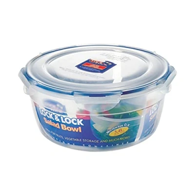 Obrázek LocknLock NESTABLE salátová mísa s víkem 3,4 l, Ø 251 x 118 mm vzduchová a vodotěsná dóza pro uchovávání čerstvosti bez BPA vhodná do myčky nádobí, mrazáku, mikrovlnné trouby úložný box