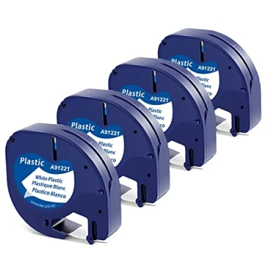 Obrázek 4x MarkField kompatibilní pro etiketovací pásku Dymo Letratag, Letratag 12 mm x 4 m, plastové pásky LT 100H 100T XR XM 2000 Plus 200B, černé na bílé, 91201 S0721610