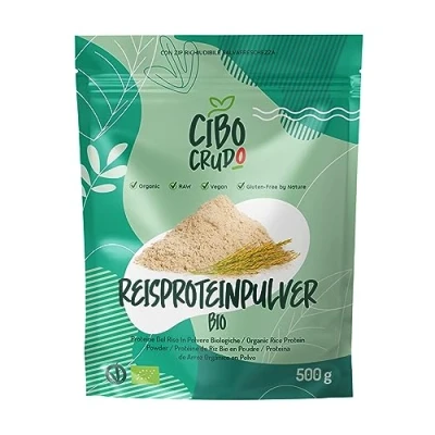 Obrázek Rýžový Protein prášek bio 500 g. Rice Vegan a bez lepku. proteinový z kontrolovaného biologického pěstování. Organic Powder.