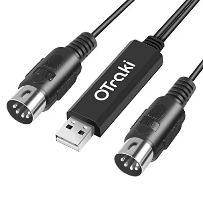 Obrázek OTraki Midi USB Kabel Interface Konverter, 5 Polig In Out zu Adapter Controller für Keyboard Piano Instrument auf Mac Computer PC Windows Laptop Musik Studio (2 m)