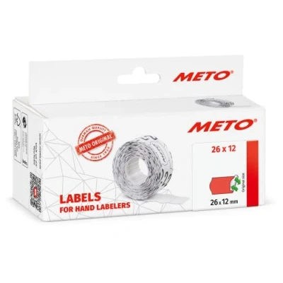 Obrázek Meto etikety pro ruční z Kreslíři 9506164 (26 x 12 mm, 1 buňky, 6 000 kusů, Wiederabloesbar, Meto, Contact, SATO, Avery, Tovel, Samark atd.) rolí, Fluorově Červená