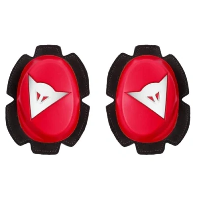 Obrázek Dainese Pista Knee Slider, polyuretanové koleno motocyklu, chránič kolen rovnoměrný kontakt s sjezdovkou a asfaltem, motocyklový jezdec se suchým zipem, červená/bílá