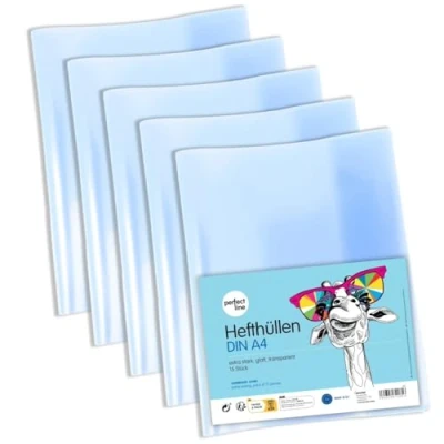 Obrázek perfect line Obaly na sešity DIN A4 s rozvrhem hodin, 15 kusů dokumenty, z recyklovatelného plastu (PP) čiré, extra silné Made in EU