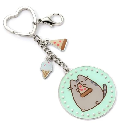 Obrázek Pusheen The Cat Pizza Schlüsselanhänger mit Mini Charms, Blau, Einheitsgröße, Einheitsgröße