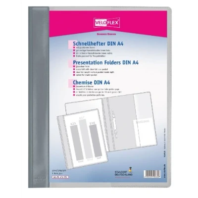 Obrázek VELOFLEX 4741081 rychlovazač VELOFORM, 1 kus, DIN A4, šedá, PVC, čiré přední víko, vhodné pro obaly na prospekty