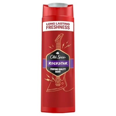 Obrázek Old Spice Rockstar 3 v 1 sprchový gel a šampon pro muže, 400 ml, dlouhotrvající, svěží vůně kvalitě parfému, hloubkové čištění tělo vlasů, jemný pocit pokožky