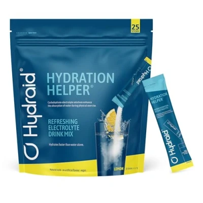 Obrázek Hydraid Hydration Helper® LEMON elektrolytový prášek s elektrolyty 1118 mg pro lepší absorpci vody sport a rychlé zotavení 25 tyčinek příchutí citronu