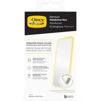 Obrázek OtterBox Premium PolyArmor Eco ochrana displeje pro Samsung Galaxy S24 Ultra, ultra silná před prasklinami a poškrábáním
