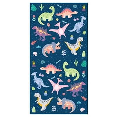 Obrázek Theonoi Dětský ručník osuška Plážová Sprchová pro dívky a chlapce 100% bavlna 70 x 140 cm (Dinosauři)
