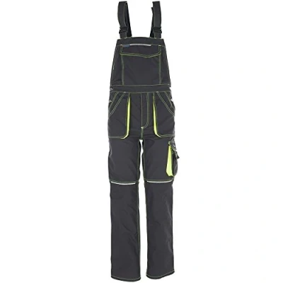 Obrázek Planam Velikost 54 Unisex bazaltové neonové kalhoty s laclem antracitově žluté Model 6230
