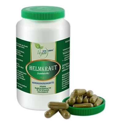 Obrázek VITA IDEAL Vegan® 180 kapslí Scutellaria Hb. denní porce 700 mg helmy bylinkový čistý prášek. Přírodní, rostlinná a bez přísad, originál od VITAIDEAL.
