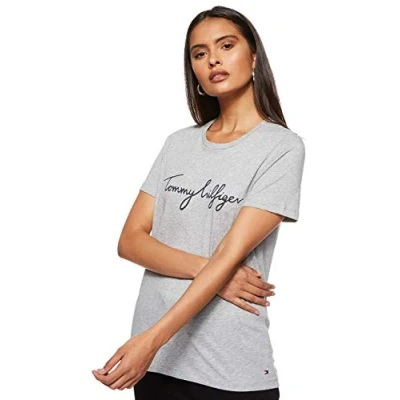 Obrázek Tommy Hilfiger Short Sleeve tričko s krátkým rukávem dámské, Šedá (Light Grey Htr)