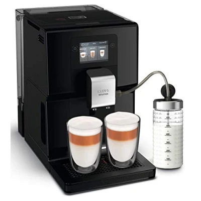 Obrázek Krups Plně automatický kávovar Intuition Preference s hadicí na mléko, 11 nápojů, personalizace, funkce 2 šálků, kávovar, černý, EA872810