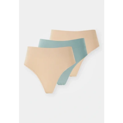 Obrázek Lindex Thong Seamless 3 PACK Tanga, Ženy, Velikost: 40/42, Dark dusty green