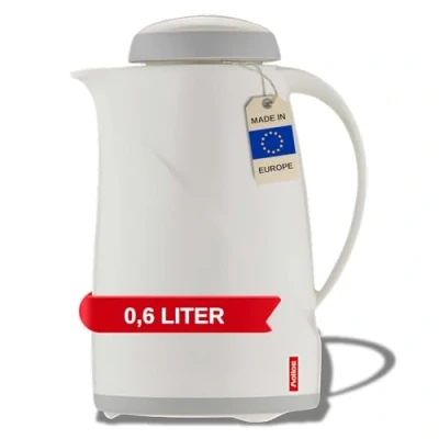 Obrázek Helios Bílá termoska Wave 0,6 l 6 h teplá udržuje nápoje horké a studené v myčce nádobí lehký, robustní plastový plášť ideální na kávu čaj