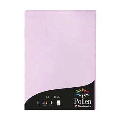 Obrázek Clairefontaine Balení 4252C s 50 kartami pyl 120 g, DIN A4, 21 x 29,7 cm, šeříková