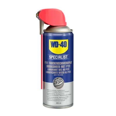 Obrázek WD 40 Specialist PTFE sprej na sušení Smart Straw 400 ml přesné použití se sklápěcí stříkací trubkou, snižuje tření a opotřebení, rychle schne, odolný vůči nečistotám, bezbarvý s 360 ventilem