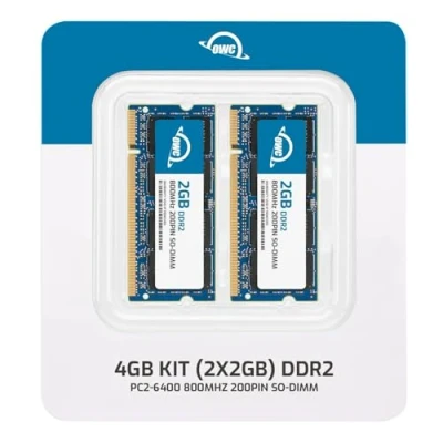 Obrázek OWC 4GB Memory Upgrade Kit 2 x 2GB PC6400 DDR2 800MHz SO DIMMs pro Apple iMac Intel (April 2008), MacBook (White) 213GHz (May 2009) a kompatibilní počítače