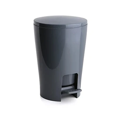 Obrázek TATAY Odpadkový koš do koupelny s pedály Diabolo, kapacita 5 l, polypropylen, odnímatelný vnitřní pád, bez BPA, šedý. Rozměry 19 x 21 28,2 cm