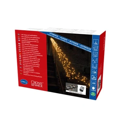 Obrázek Konstsmide 3865 800 Micro LED klastrový lehký řetězec &quot;Cluster&quot; / pro vnější (IP44) s 8 funkcemi, řídicí jednotkou a funkcí paměti 1536 jantarových diod 36V transformátor černý kabel