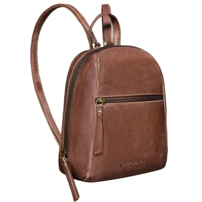 Obrázek STILORD &#039;Lia&#039; Mini Batoh Dámský Kůže Malý Daypack Kožený Vintage Batohová kabelka pro City vycházky Nakupování na denní nošení XS pravá kůže, Messina hnědá,