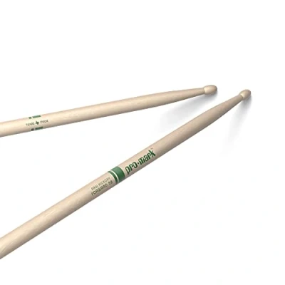 Obrázek ProMark Drumsticks bicí tyčinky klasické dopředu 5B Drum Sticks oválná dřevěná špička přírodní, Raw Hickory dřevo 1 pár