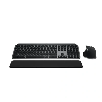 Obrázek Logitech MX Keys s Combo for Mac, bezdrátová klávesnice/myš opěrkou dlaní, osvětlená klávesnice, myš rychlým posouváním, Bluetooth USB C pro MacBook Pro/MacBook Air/iMac/iPad, QWERTZ DE šedá