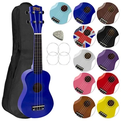 Obrázek Mad About Sopránové ukulele SU8 BL v modré barvě s gigbagem zdarma, trsátkem a náhradními strunami skvělé pro školy začátečníky