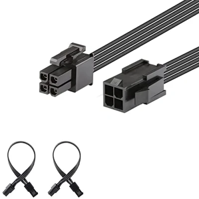 Obrázek J&amp;D 2er Pack ATX 4 Pin CPU Männlich auf Weiblich Verlängerungs Kabel 20cm
