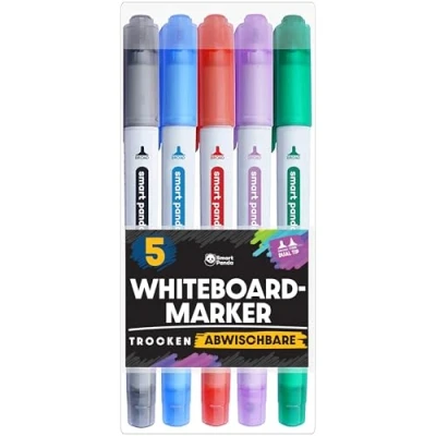 Obrázek popisovač Whiteboard od SmartPanda tužky na bílé tabule, fólie stíratelný dvojitý hrot, střední a jemné stíratelné tužky, permanentní značkovač, tabule sada 5 kusů