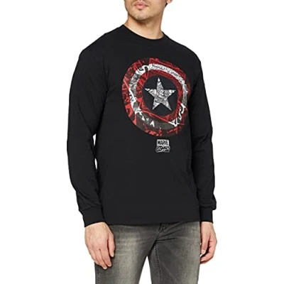 Obrázek Marvel Pánské tričko Captain America Comic Schild, černá