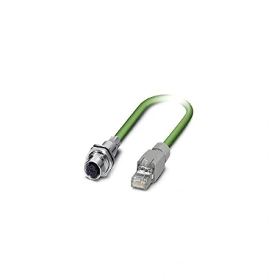 Obrázek PHOENIX CONTACT VS M12FSBPS IP20 93B/1.0 Konfektioniertes Profinet Kabel, Typ B, CAT5e, Geschirmt, Sternvierer, Wanddurchführung M12, 4 Polig, D kodiert auf RJ45 Stecker, 1m Länge