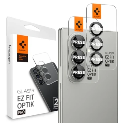 Obrázek Spigen Sklo. tR EZ Fit Optik Pro ochrana fotoaparátu kompatibilní se Samsung Galaxy Z Fold7, 2 kusy, černá, individuální fotoaparátu, odolná proti poškrábání, tvrdost 9H