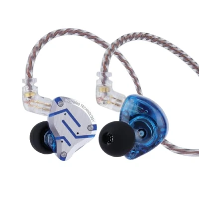 Obrázek LINSOUL KZ ZS10 Pro, 4BA+1DD 5 Ovladač In Ear monitor, HiFi kabelová sluchátka, herní hybridní IEM odnímatelný zapuštěný 2pin kabel (s mikrofonem, oslňující modrý)