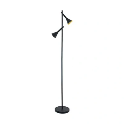 Obrázek EGLO stojací lampa Cortaderas, 2 plamenná Vintage, industriální, z oceli, do obývacího pokoje v černé, zlaté, s stupňovitým spínačem, objímka GU10